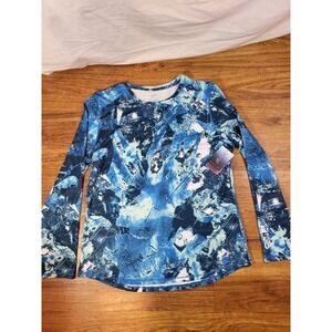 Silver Bait Men Blue UPF 50+ summer Moisture Absorption Stretch Size Large L/S